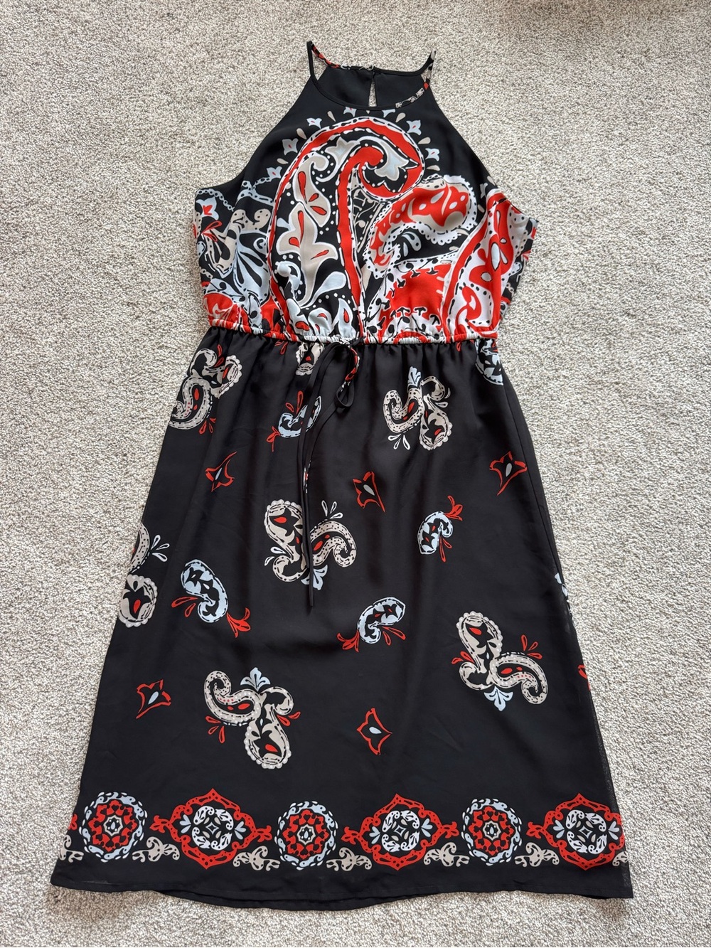 NWOT LOFT Paisley Knee Length Dress, Halter, Medium Petite